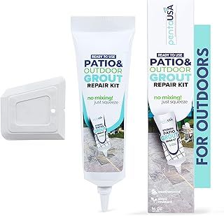 PentaUSA Patio Grout - Ready Mixed Paver Grout, Polymeric Sand for Pavers and Paving Slabs, Tile Grout Repair for Patios, Stone Joints, Entryways, Gardens - Includes Grout Float - 400g