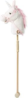 36-inch White Unicorn Plush Fantasy Ride-On Hobby Horse for 3+ Years