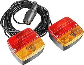 MAMIZO Magnetic 12V Trailer Light 2PCs Tail Light Rear Lights Waterproof Incandescent Trailer Lights, 7m Cable, 7 Pin, 21W for Trailer RV Caravan Van Lorry