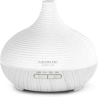 ASAKUKI 300ML Essential Oil Diffusers, 5 in 1 Ultrasonic Aromatherapy Fragrant Oil Humidifier Vaporizer with Auto Shut Off, 4 Timing Set, 7 LED Lights for Home Office Sleep White
