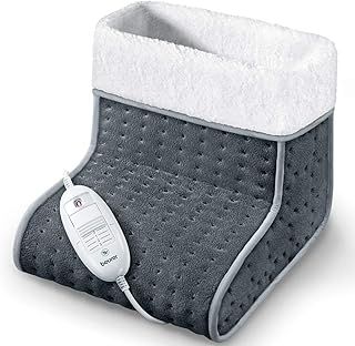 Beurer FW20UK Electric Foot Warmer for cold feet - Grey | 3 temperature settings | Cosy teddy fleece lining | Soft and breathable | Suitable up to shoe size 12.5 | Washable