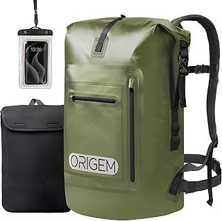Origem Waterproof Backpack, 35L/55L/85L Dry Bag Rucksack Roll Top with Padded Back Panel and shoulder Straps & Waterproof Phone Bag & Laptop Case, Waterproof Bag for Paddleboarding, Swimming, Kayaking
