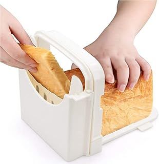 tooloflife Foldable Bread Slicer Adjustable Cutting Mold Thicknesses Toast Slicing Cutter Machine for Bread/Roast/Sandwich Maker/Loaf Slicer Cutter, White