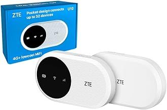ZTE U10 4G+ Mobile Wi-Fi Router, LTE Advanced Low-Cost Portable Travel WiFi Hotspot, SIM Slot Unlocked, 2000mAh Battery, Built in Antenna Enhances Speeds Globally, Easy Use, FREE SMARTY SIM Card
