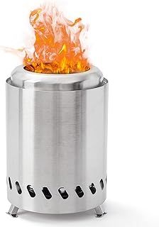 Sakerplus Portable Smokeless Tabletop Firepit,2025 Upgraded Smokeless Stainless Steel Portable Fire Pit for Camping, Outdoor & Patio - Wood Burning/PelletFueled