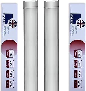 45w LED Batten Lights 5ft, 150cm, 4000k Natural White, IP20 LED Fluorescent Strip Light Fitting for Ceiling of Home & Office, Workshop & Garage Lighting, Pack of 2