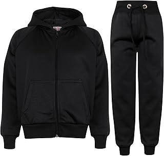 A2Z 4 Kids Plain Tracksuit Hoodie with Jogger Sweatpants Sports Activewear Set Girls Boys Children Age 5-13 years