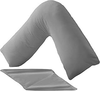 SYSN V Shaped Triangle Pillow With Cover, Orthopaedic Maternity Extra Filled With Virgin Fibre For Neck And Back Support (Grey)