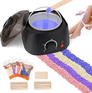 Waxing Kit for Hair Removal, Intelligent Temperature Wax Machine with 4 Different Wax Bean and 30pc Sticks,Use for Hands Legs Eyebow Lip Armpit Bikini Line, Home Wax Heater Painless Wax Kits