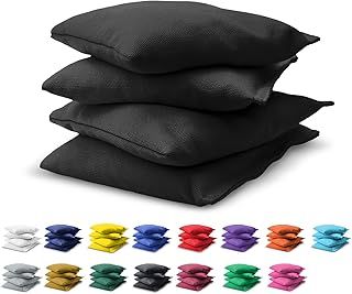 GoSports Official Regulation Cornhole Bean Bags Set (4 All Weather Bags) - 16 Colors Available,Black