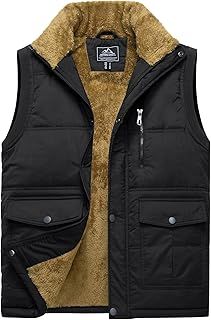 TACVASEN Men's Gilet Fleece Body Warmer Winter Windproof Gilets Thermal Outerwear Sleeveless Vest Jacket with Pockets