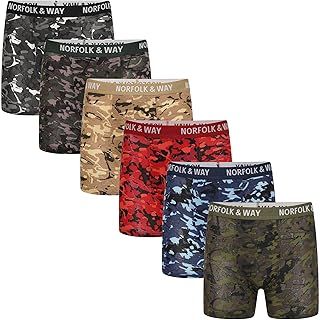 Mens Novelty Boxer Trunks - 6 Pack - Jacquard Waistband - 95% Cotton, 5% Elastane - S M L XL 2XL