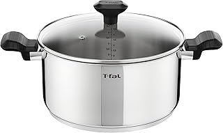 Tefal Comfort Max 24cm Stainless Steel Stewpot – Durable Casserole Dish with Glass Lid, Induction Compatible, Ergonomic Stay-Cool Handles, Dishwasher and Oven Safe