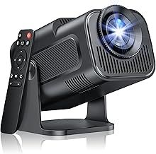 2024 Mini Projector, Portable Projector 4K 1080P, WiFi 6 and BT 5.0 Support, Auto Keystone & Short Throw Projector, 180° Adjustable Bracket and 150″ Screen with USB/HDMI/JACK Port