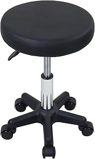 FURWOO Round Rolling Stool with Wheels Height Adjustable Stool Spa Stool for Salon Massage Home Kitchen Black