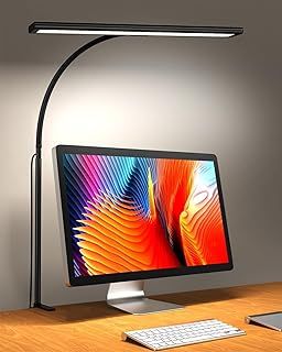 2024 Version 160 LED Desk Lamp - Super Bright Dimmable Clamp Lamp for Home Office with 3 Colour Temperatures and 10 Brightness Levels, Office Lamp with 10W USB Adapter