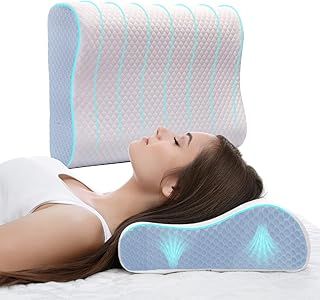 TheComfortZone Cervical Pillow for Neck Shoulder Pain Relief | Memory Foam Pillow & Silk Eye Mask | Ergonomic Anti Snore Adjustable Orthopedic Pillows | Contour Support for Side Back Stomach Sleepers