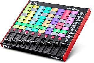 AKAI Professional APC Mini MK2 - USB MIDI Pad Controller for Clip Launching with Ableton Live Lite, 64 RGB Pads, Drum and Note Mode and MIDI Mixer