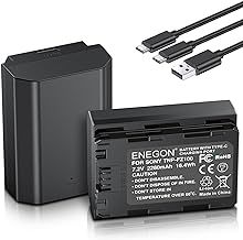 ENEGON NP-FZ100 Type C Charging Port Battery(2 * 2280mAh) with Charging Cable for Sony A7iii, A7iv, A7C, A7C ii, A6700, A6600, ZV-E1, ZV-E10ii, FX3, FX30, A9, Alpha 9, Alpha 9S, A9S, A7R3, A7R4