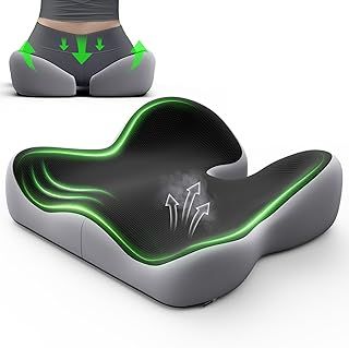 Benazcap Large Seat Cushion Memory Foam Office Chair Cushions,Back Support Pressure Relief for Seat Pads,Upgraded Seat Cushions for Tailbone Pain Relief Cushion for Car/Wheelchair Black Gray