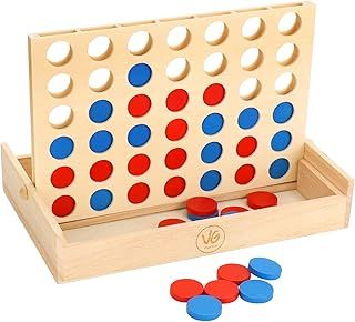 Wooden Line Up 4 Educational Board Game Toys 4 In a Line Classic Fun Educational Family Games Four In a Row for Kids Children over 3 years old
