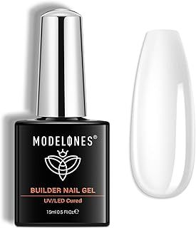 Modelones Gel Nail Polish Builder Nail Gel, Clear Gel Builder for Nails, Hard Gel Builder Nail Strengthener Extension Gel Base Gel Rhinestone False Nail Tips Glue Gel in a Bottle 15ML Hard Gel