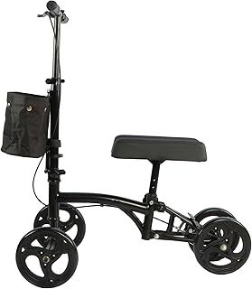 Panlova Mobility Knee Walker Scooter - Steerable Scooter for Broken Leg, Foot, Ankle Injuries - Knee Cycle Leg Walker for Adults - Orthopaedic Seat Pad for Adult and Elderly - Black