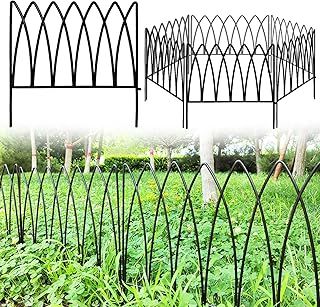 Decorative Metal Garden Fence 45cm x 45cm (5 Panels, Total Length 2.3m), Metal Fence Panels, Landscape Fencing for Flower Bed, Trees, Animal Barrier