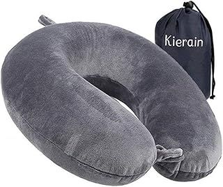 kierain Travel Pillow Memory Foam Neck Pillow for Travel Support Pillow Luxury Compact Lightweight Quick Pack for Camping Sleeping Rest Cushion (Gray)