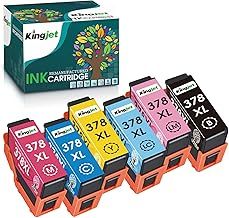 KINGJET 378XL Ink Cartridges Remanufactured for Epson 378 378XL Ink Cartridges Multipack for Expression Photo XP-8700 XP-8600 XP-8500 XP-8505 XP-8605 XP-8000 XP-8005 (Black Cyan Magenta Yellow)