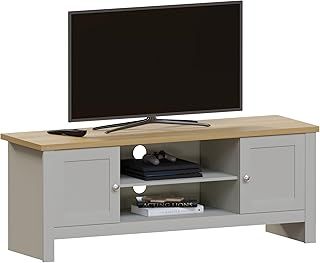 Vida Designs Arlington 2 Door TV Unit, Engineered Wood, Grey & Oak, H 49 x W 128 x D 39 cm