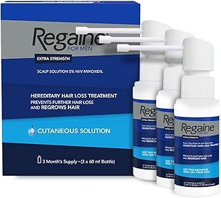 Regaine for Men 5% Minoxidil Extra Strength Scalp Solution for Hair Regrowth (3x 60ml), Scientifically Proven to Help Stop and Reverse Hereditary Hair Loss, Revitalise Hair Follicles