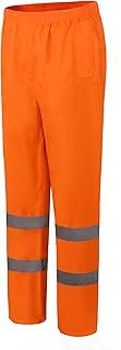 AYKRM Hi Viz 2 Band Reflective Tape Waterproof Rain Hi Vis Safety Over Trouser Work Elasticated Waistband Bottoms Workwear Pants High Visibility Pants Trousers (S-4XL)