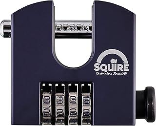 Squire Heavy Duty Padlock (SHCB65) Toughest Rotating Shackle - 4 Wheel Combination Block Padlock - Alloy Steel for Corrosion Resistance - Weatherproof Lock for Home & Shed (Blue, 65 mm)