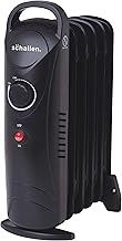Schallen 800W 6 Fins Portable Electric Slim Oil Filled Radiator Heater with Adjustable Temperature Thermostat, 3 Heat Settings, Modern Home Heating, Fast Heating (Black, 800W)