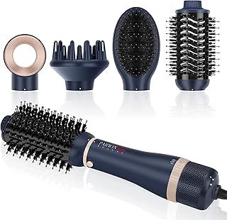 4 in 1 Hairdryer Hot Air Brush Set, PARWIN PRO BEAUTY Styler Set, Hairdryer Brush with 4 Attachments for Drying, Smoothing, Volume and Styling, Ion Care, 1000 Watts, Blue