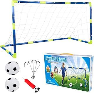 Football Goal Post Net With Pump Toy Indoor Outdoor Soccer Sport Games Mini Training Practice Set for Kids Children (Single)