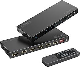 PORTTA HDMI Matrix 4 in 2 out 4K 60Hz 4:4:4, 4x2 Switch Splitter with optical 3.5mm Audio Extractor, 16 EDID Modes, IR Remote Support HDMI 2.0b, HDCP 2.2/2.3, HDR, ARC, 3D, 18Gbps - Downscaler