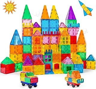 Magnetic Tiles for Kids 100PCS Magnetic Building Blocks Educational Learning Construction STEM Toys for Boys Girls Age 3 4 5 6 7 8 Years Old Christmas Birthday Gifts