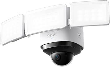 eufy Security Floodlight Cam S330, 360-Degree Pan & Tilt Coverage, 2K Full HD, 3,000 Lumens, Weatherproof, On-Device AI Subject Lock and Tracking, No Monthly Fee, Hardwired