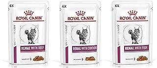 Royal Canin Feline Renal Mix of Tuna, Chicken, Beef Cat Food each 85g (Pack of 18)