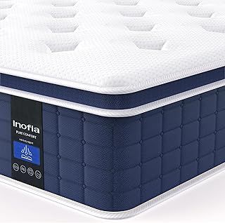 Inofia Double Mattress,12 Inch Memory Foam Sprung Mattress 4FT6,Sleep Cool and Supportive,Pressure Relieving Airy Comfort Foam,Medium Firm Hybrid Mattress,The Aire Collection(135x190x30cm Medium Firm)