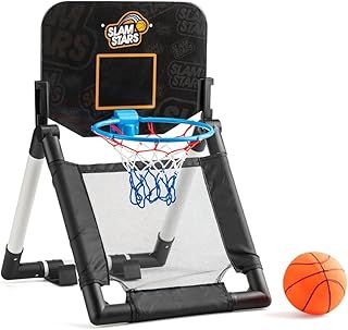 Slam Stars Door to Floor Basketball Set, Kids Basketball Stand Sports Activity Centre, Basketball Hoop Stand for Indoor, Black, 6' x 20"