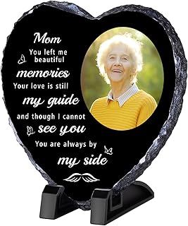 Personalised Memorial Plaques, Custom Picture Frames Custom Rock Slate Frame with Photo Text, Customised Memorial Gifts for Loss of Loved One Cemetery Decorations for Grave