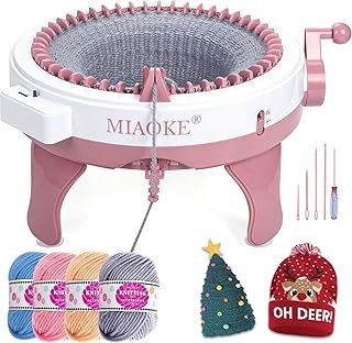 MIAOKE Knitting Machine, 48 Needles Weaving Loom Board Rotating Needle Machine for Adults and Kids, Large Size DIY Toys, Hand Woven, Like Hats Scarves Gloves (48 Needles)