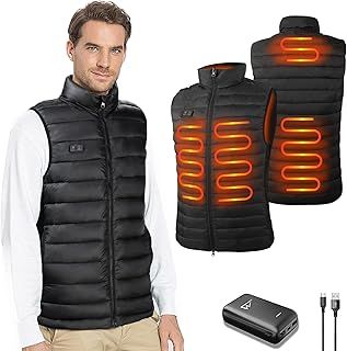 Heated Gilet for Man, Heated Body Warmer for Men with 10000Mah Power Bank,3 Temperature Levels Electric Rechargeable Heated Jacket with 4 Heated Zones, Machine Washable