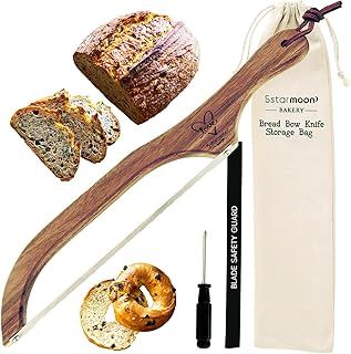 Bread Slicer- 40 cm Bread Bow Saw For Slicing - Serrated Sourdough Bread Saw w/ Acacia Wooden Handle - Bread Cutter for Homemade Bread- Sourdough & Bagels Bread Slicer- Bread Cutter