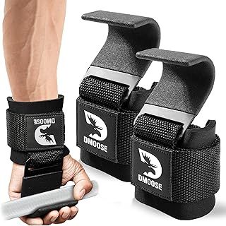 Heavy Duty Weight lifting Hooks for Men & Women (Pair), Non-Slip Grip with 500 Lbs Capacity, 8mm Thick Wrist Padding - Weight Grips for Shrugs, Rows & Deadlifts