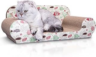 Nobleza Cat Scratching Board Lounge Cardboard Bed for Indoor Kitten Sofa Scratcher Pad with Catnip