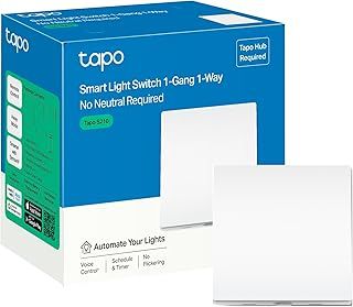 Tapo S210 Smart Light Switch 1 Gang 1 Way, Remote Control Smart Switch, Voice Control, Away Mode, No Neutral Needed, Battery Included, Alexa Light Switch, Work with Alexa & Google, Tapo Hub Required